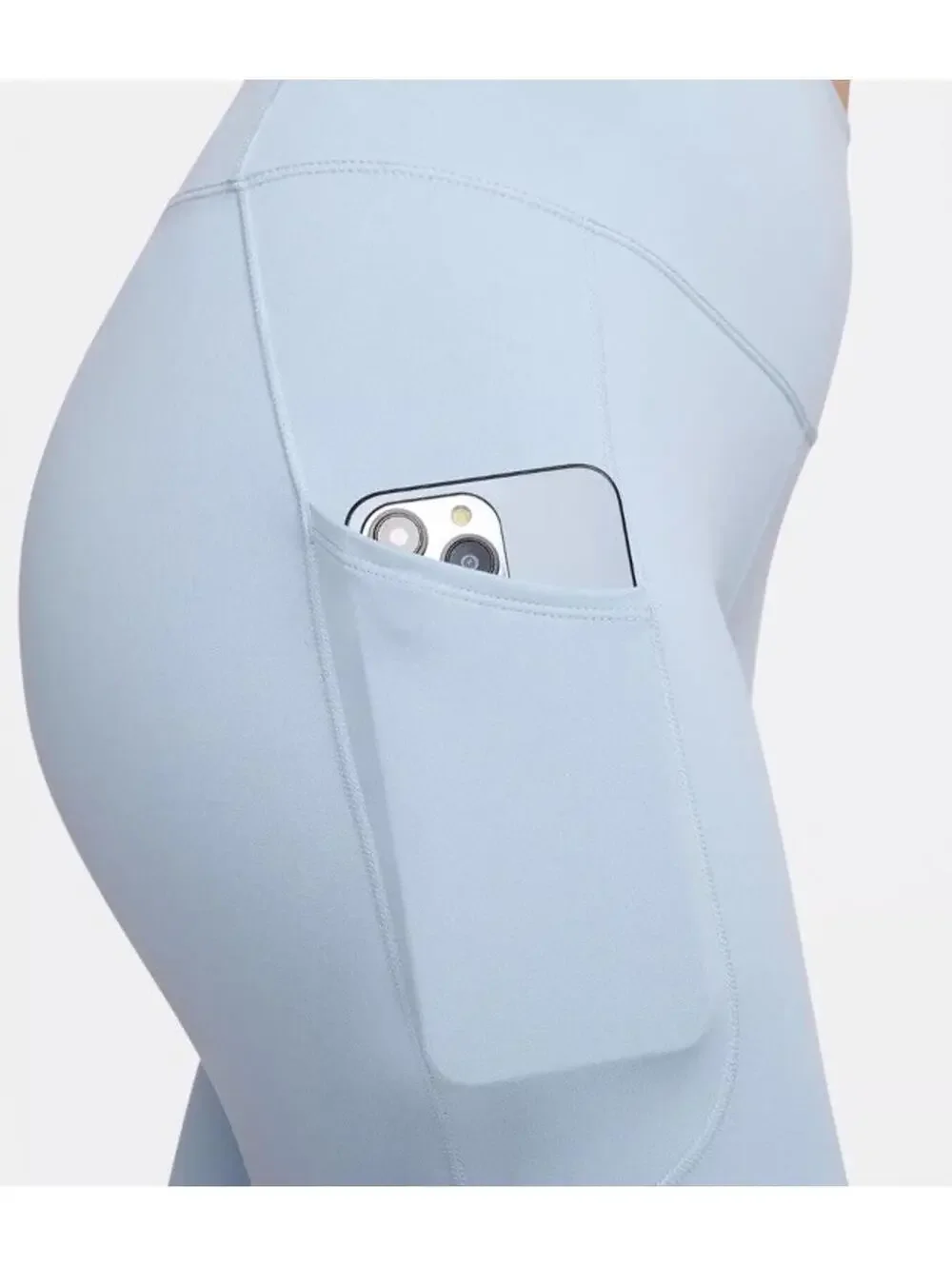 $45 NIKE Women's One Blue High-Waisted 8" Pockets Biker Shorts FZ6758-440 Sz L - Picture 1 of 5